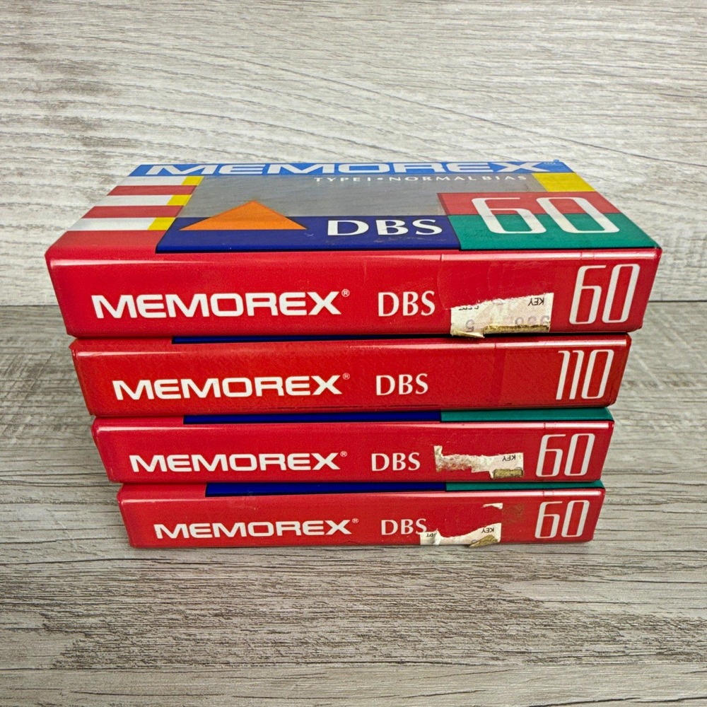 Memorex DBS Blank Cassette Tapes Lot 4 60 110 Min Type I Normal Bias New NOS